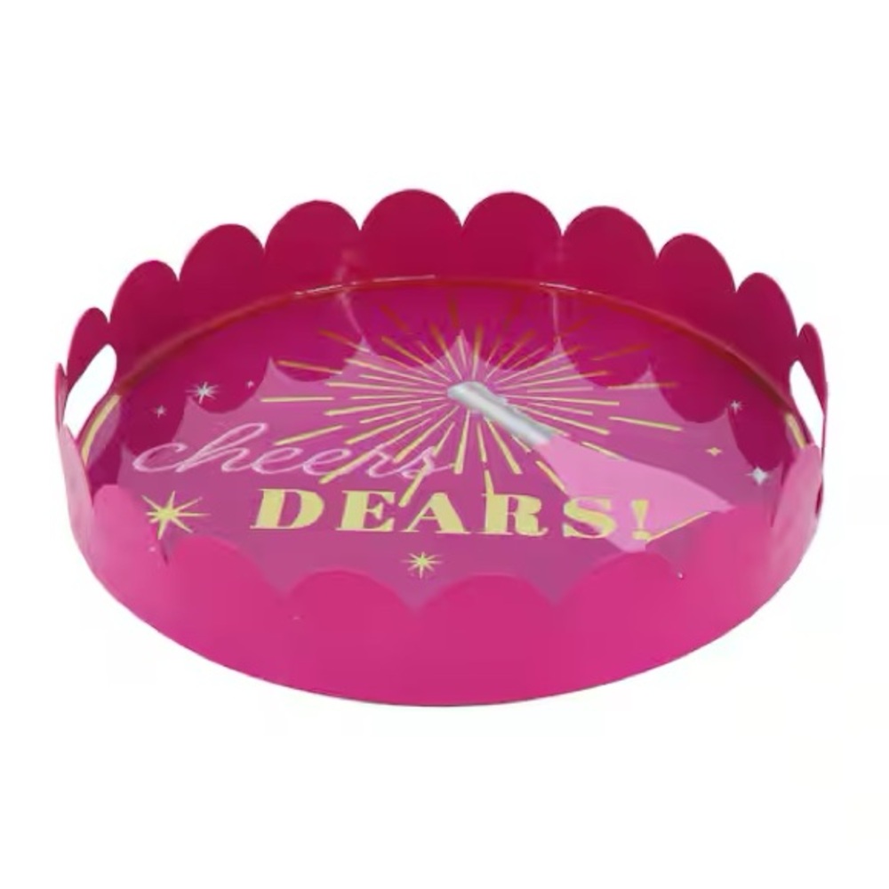 NWT 11" Pink Cheers Dears Metal Tabletop Tray